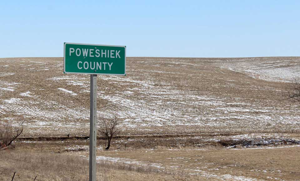 "Poweshiek County" roadside sign